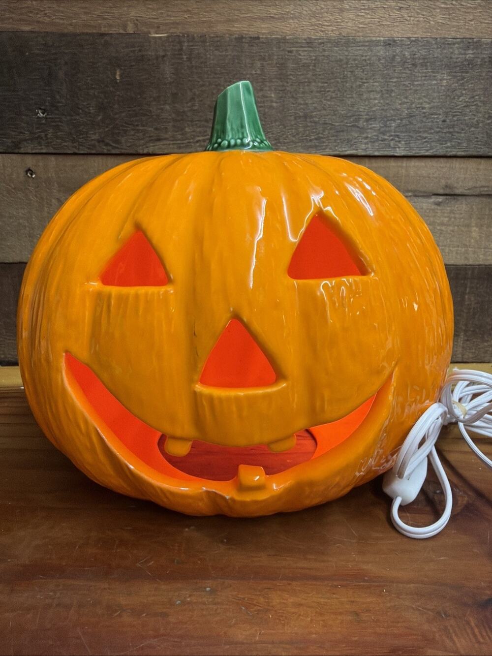 Vintage Ceramic Pumpkin Can Use Light Or Candle 9”